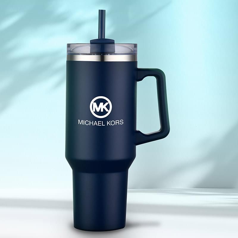 40 Oz Double Wall Tumbler With Handle And Straw