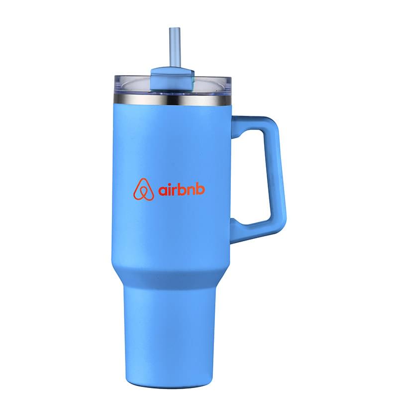 40 Oz Double Wall Tumbler With Handle And Straw