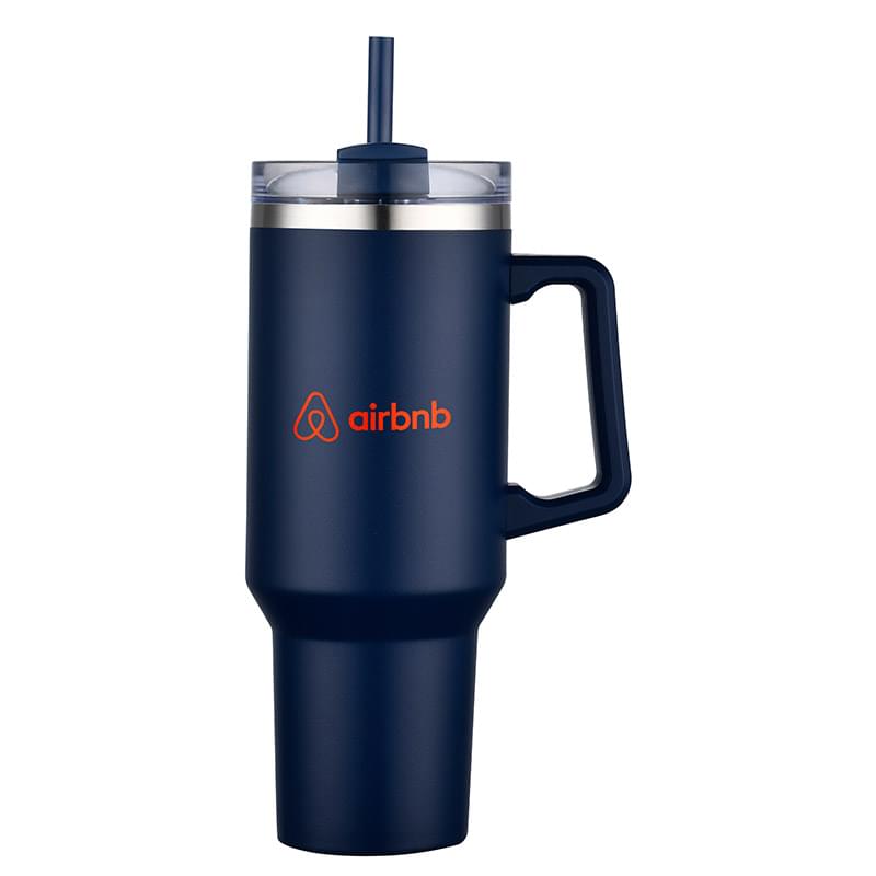40 Oz Double Wall Tumbler With Handle And Straw