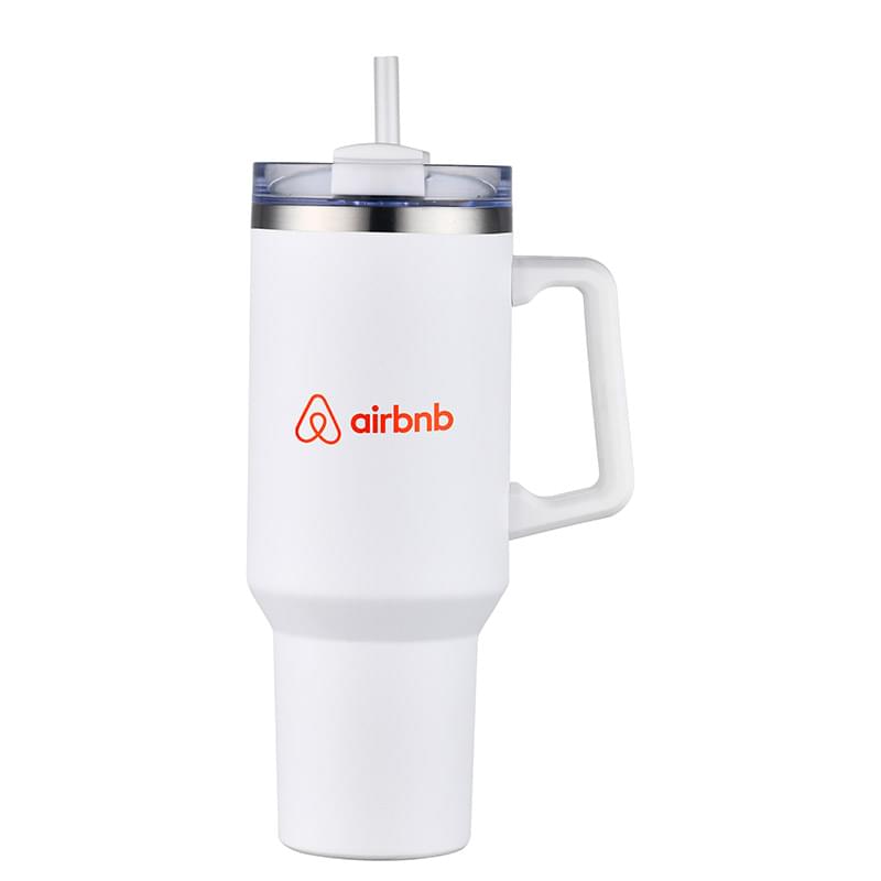 40 Oz Double Wall Tumbler With Handle And Straw