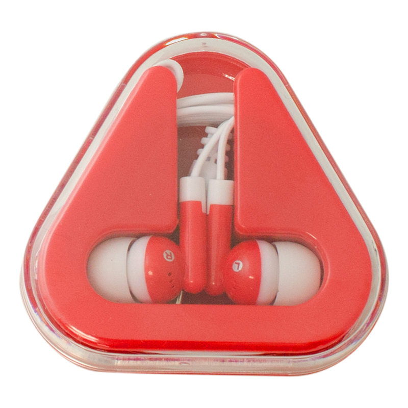 Ear Buds with Colored Triangle Case