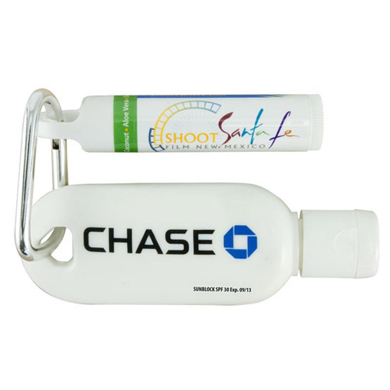 SPF 30 Sunscreen 2 oz Tottle With Carabiner + Clip Balm