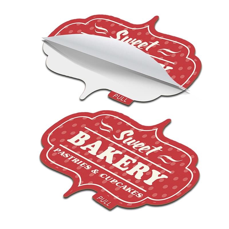 3" x 2" Vinyl Die Cut Sticker with Pull Tab 6mil