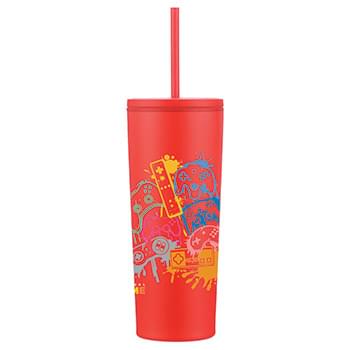 24 oz Double Wall Tumbler with Straw