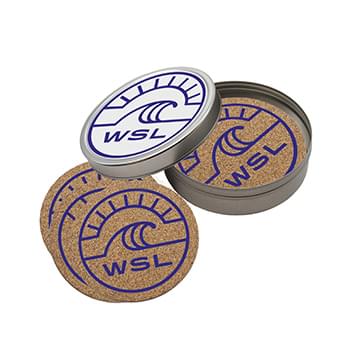 Cork Coasters Set In A Tin