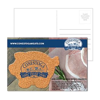 Post Card with Piggy Bank Cork Coaster