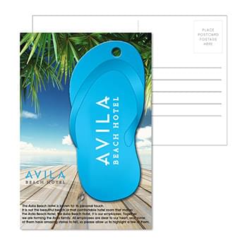 Post Card With Full-Color Blue Flip Flop Luggage Tag