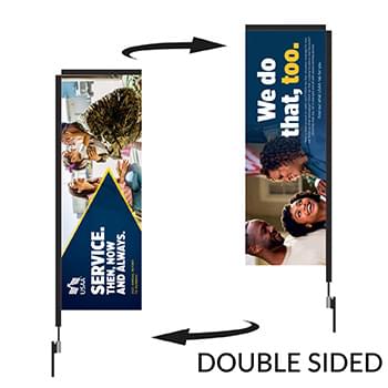 Rectangular Flag 10ft Carbon Fibler Kit Double Sided Print (Pole Set, Metal Ground Stake And Carry Bag)