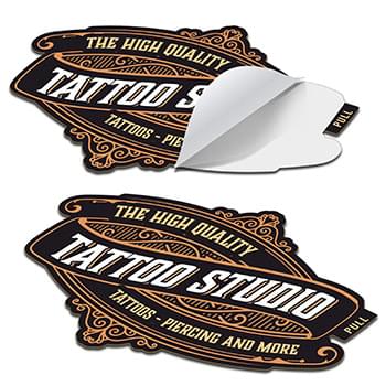 7.5" x 3.75" Vinyl Die Cut Sticker with Pull Tab 6mil