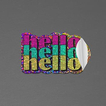 3" x 2" Vinyl Die Cut Glitter Sticker with pull tab 6mil