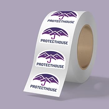 3" x 2" BOPP stickers on roll - 3.5mil